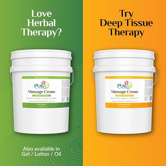 Herbal 5 Gallon Massage Cream, Massage for Muscle Relief, Professional Deep Tissue, Recovery, Natural Ingredients, Skin Hydrating and Moisturizing, Soothing, Relaxation
