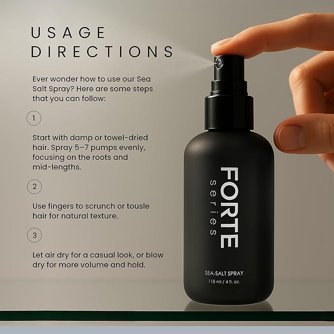 Sea-Salt Spray by Forte Series | Hair Volume for Men | Volumizing & Texturizing for Hair | Beachy Surfer Hair, Volume Hairspray for All Hair Types, (4 oz)