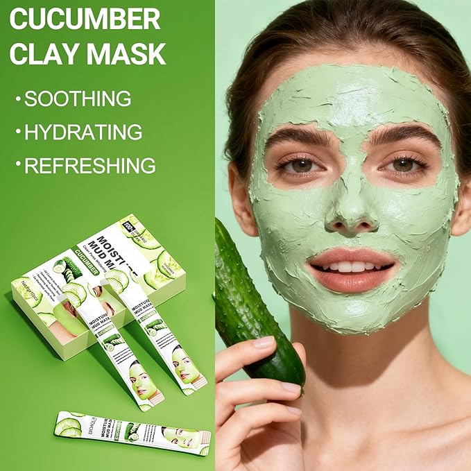 Erinde 30PCS Facial Clay Mask Set - Dead Sea Mud, Vitamin C & Cucumber Spa Clay Mask Face Skin Care Set, Mud Masks Deep Cleansing Skin, Blackhead Removal, Men & Women Moisturizing Facial Mask Gift Set