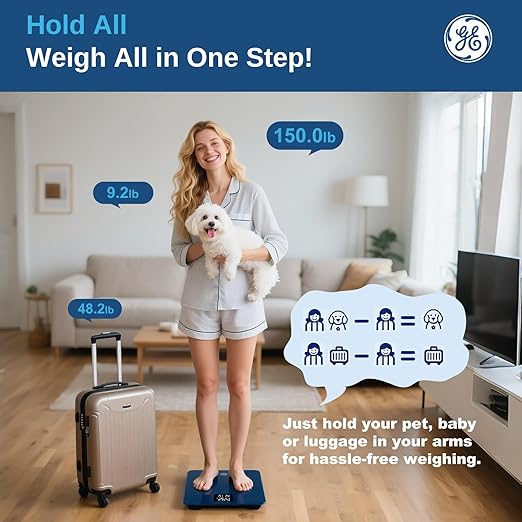 GE Baby Scale Digital for Body, Multifunctional Smart Weight Bathroom Weighing Accurate Electric for Puppy, Cat, Adult, Pet, Women, 400lbs