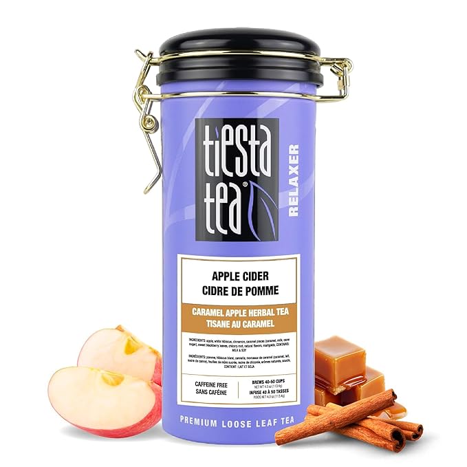 Tiesta Tea - Apple Cider, Loose Leaf, Caramel Apple Herbal Tea, Blend, Non-Caffeinated, Makes Hot or Iced Up to 40-50 Cups, 4oz Refillable Tin