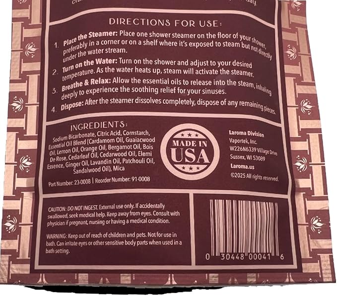 Laroma Shower Steamers, Hand-Crafted in The USA, Strength & Serenity, 6 Steamers