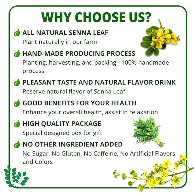 VIDA FARM Premium Senna Tea for Constipation - 125 Tea Bags - 100% Natural Senna Leaves, Non-GMO, Caffeine Free