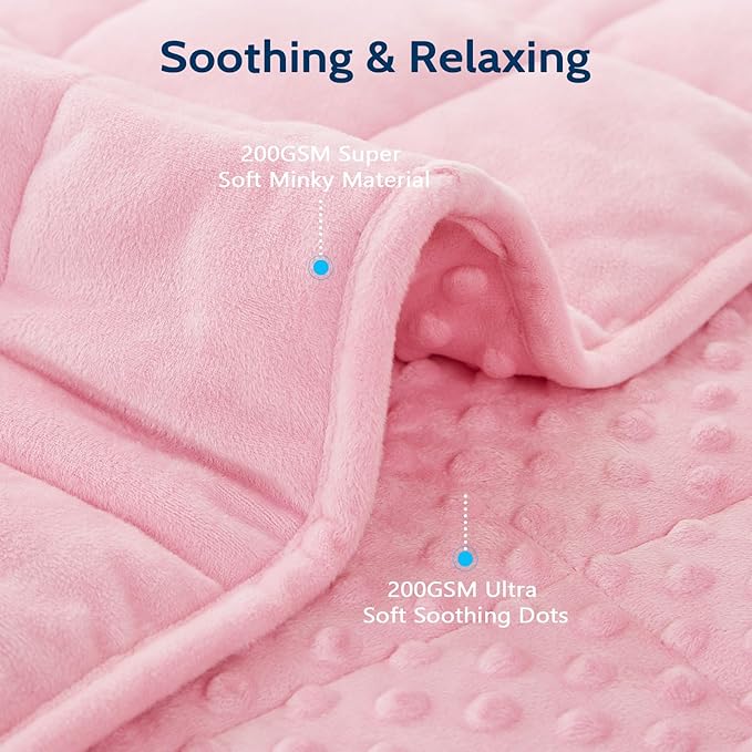 L'AGRATY Weighted Blanket - 36"x48" 3lbs Minky Dots Heavy Blanket with Glass Beads Soft Breathable for All-Season Summer Fall Winter Thick Comfort for Sleeping