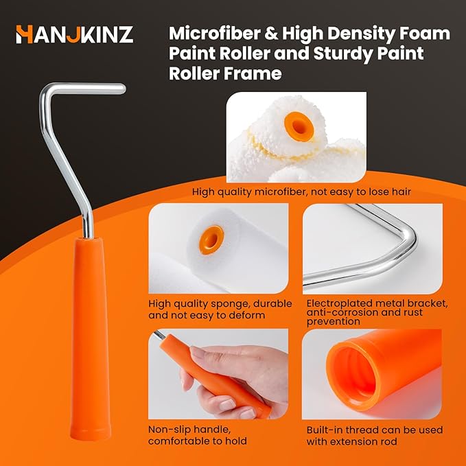 Paint Roller, 2 Inch Small Paint Roller Kit with High-Density Foam Paint Roller, Microfiber Paint Rollers, Paint Tray, Paint Tray Liner, Roller Frame, Pack of 19