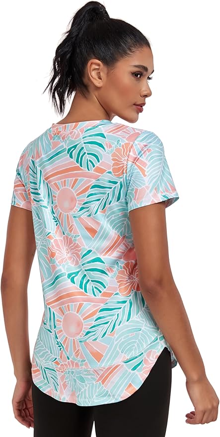 Women's Short Sleeve Workout Shirts Crewneck Sports Yoga Running Dry Fit Tops Side Split Tee
