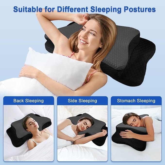 Pain Relief Cervical Pillow for Neck Support, Adjustable Ergonomic Pillow Cozy Sleeping, Odorless Orthopedic Memory Foam Pillows, Contour Bed Pillow for Side Back Stomach Sleeper-King Size