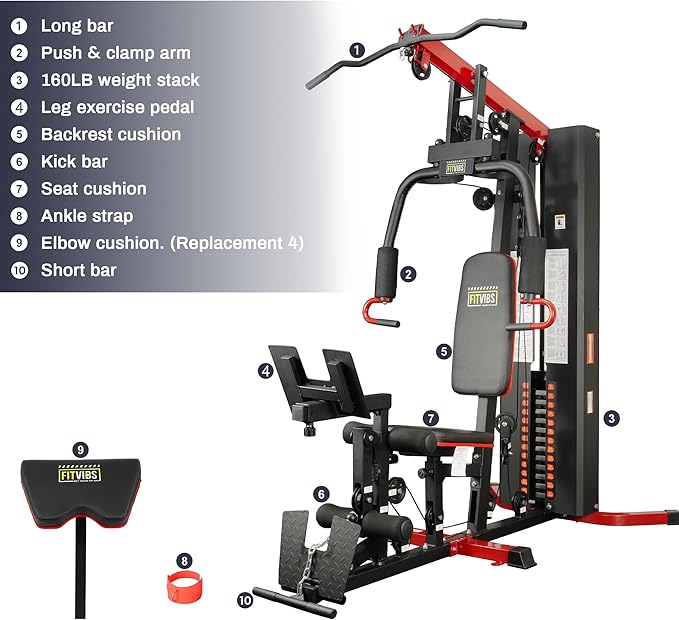 Home Gym, Workout Equipment with Leg Press, Exercise Equipment for Home with Pulley System, Home Gym Equipment for Full Body Strength Training, Preacher Curl and Leg | Multiple Styles