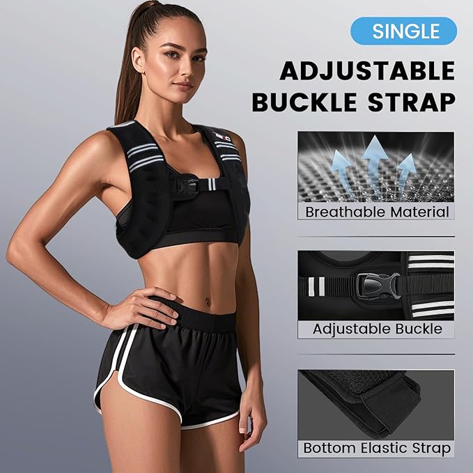 Weighted Vest Woman - 6lb/8lb/12lb/16lb/20lb/25lb/30lb Womens Weight Vest for Walking, Strength Training Weight Vests for Men, Reflective Stripe Fitness Vest for Workout Running Jogging