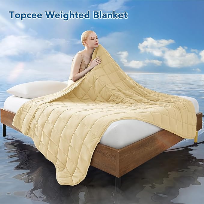 Topcee Weighted Blanket (5 lbs, 36" x 48") Cooling Throw Heavy Blanket for Sleeping Apply to 40-60 lbs, Soft Thick Breathable Blanket with Glass Bead, Easy Care
