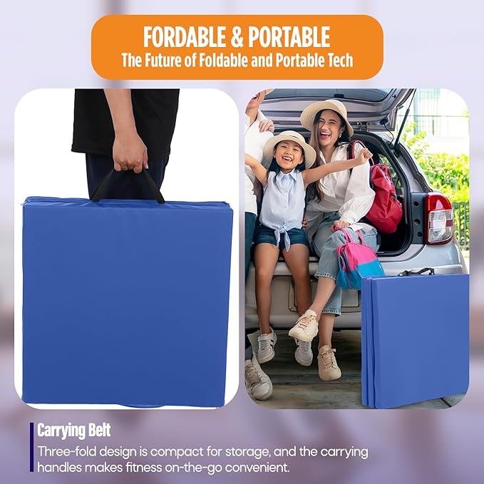 Gymnastics Mats Foldable Tumbling Mats Portable Gymnastics Exercise Mat 2'x6'/2.5'x6.4'/4'x6'/4'x8'/4'x10'/ Gymnastics Tumbling Mats Pad Home Exercise Panel Mat With Carrying Handles