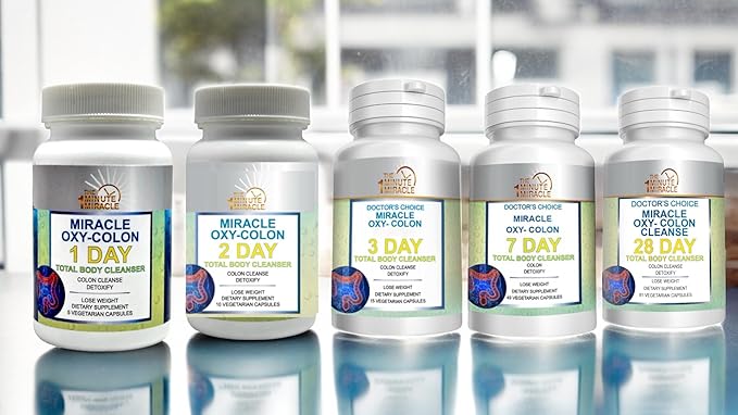 Miracle Oxy-Colon Intestinal Cleanser & Total Body Detox - Constipation Relief for Women & Men, Magnesium Oxide. Relieves Occasional Constipation and Bloating. 120 Capsules