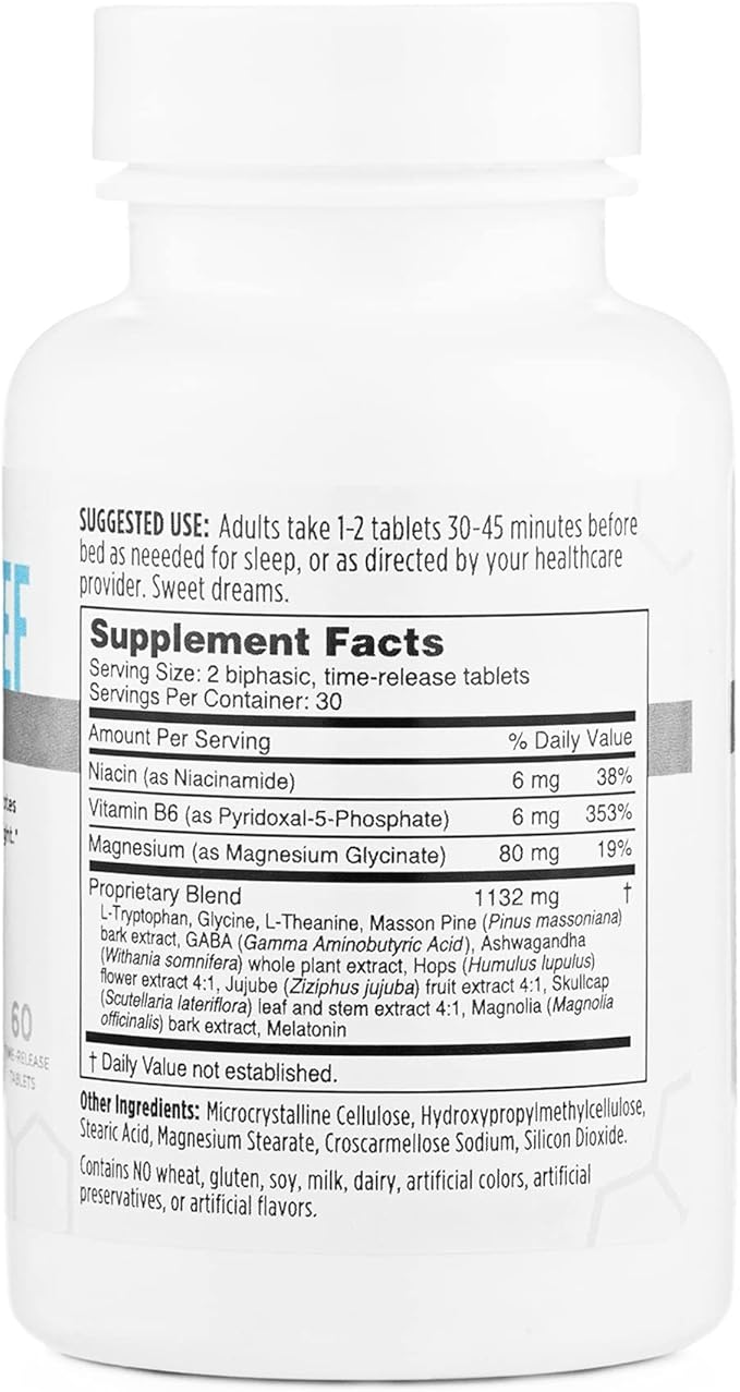 NBI Sleep Relief Melatonin Natural Formula | Soothing Bedtime Supplement | Sleep Support with Magnesium and L-Theanine | 60ct Tablets