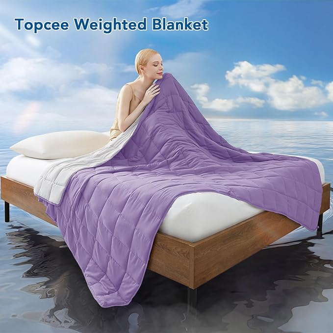 Topcee Weighted Blanket for Adults (20 lbs, 60" x 80") Queen Size Soft Cooling Heavy Blanket Sleeping, Apply to 190-210 lbs Body, Thick Breathable Blanket with Glass Bead, Easy Care