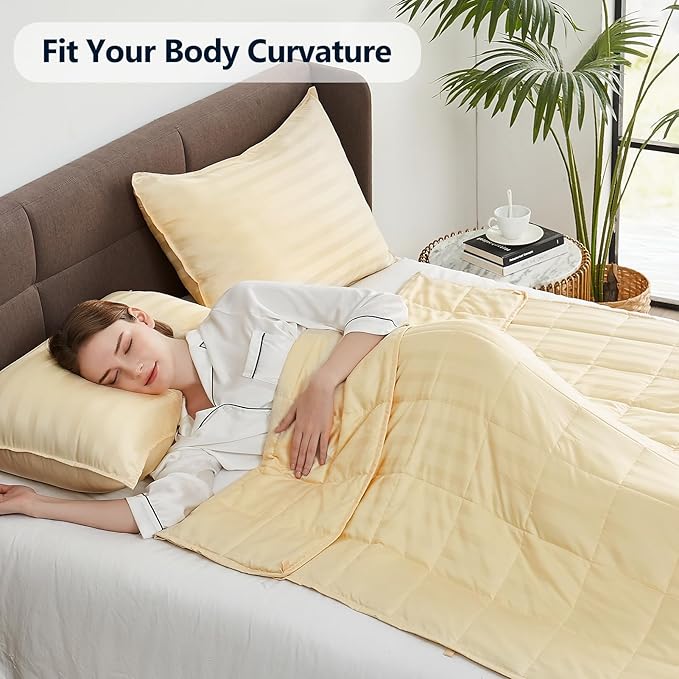 Weighted Blanket Twin Size (48"x72" 15lbs),Ultra Soft and Cozy Cooling Weighted Blanket Twin Size for Adult,Heavy Blanket with Machine Washable Soft Blanket, Beige
