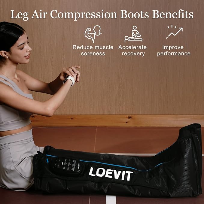 Cordless Air Compression Leg Massager for Pain Relief, Full Leg Boots with Dynamic Pressure, Enhances Circulation, Reduces Muscle Pain, Fast Recovery (Single)