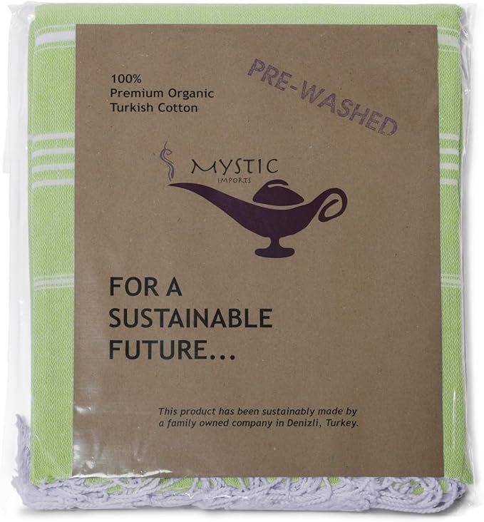 Turkish Beach Towel 100% Organic Cotton Extra Large Oversized (39 x 71 Inches) Quick Dry Sand Free Light Weight Prewashed for Bath Beach Gym Yoga Travel Towel Blanket (Pistachio Green)