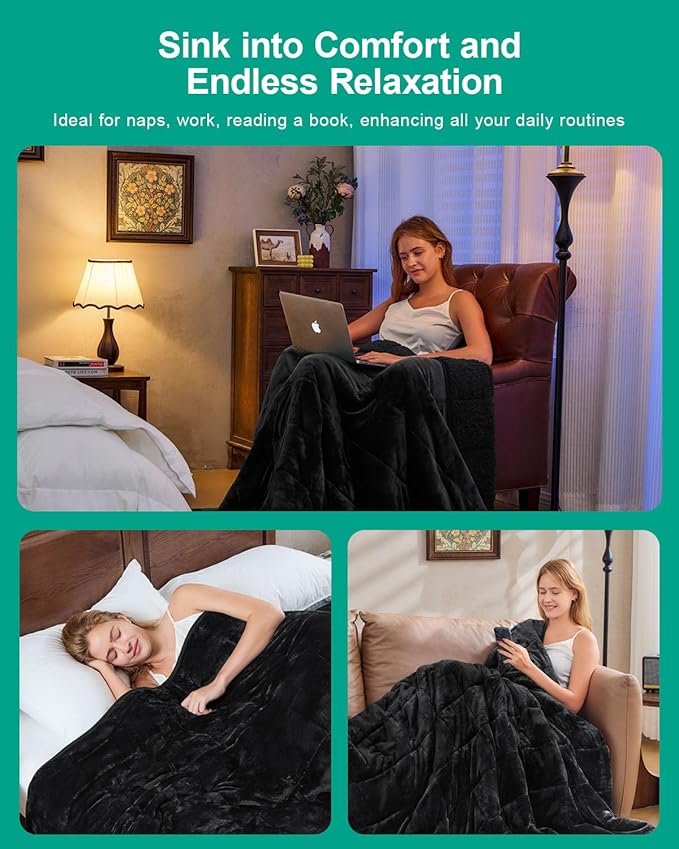 Super Fuzzy Soft Sherpa Fleece Weighted Blanket, 15 lbs Dual Sided Fluffy Heavy Weighted Blankets for Adults - No Bunching with Double Layers of Soft Inner Lining (48"x 72", 15 Pounds)