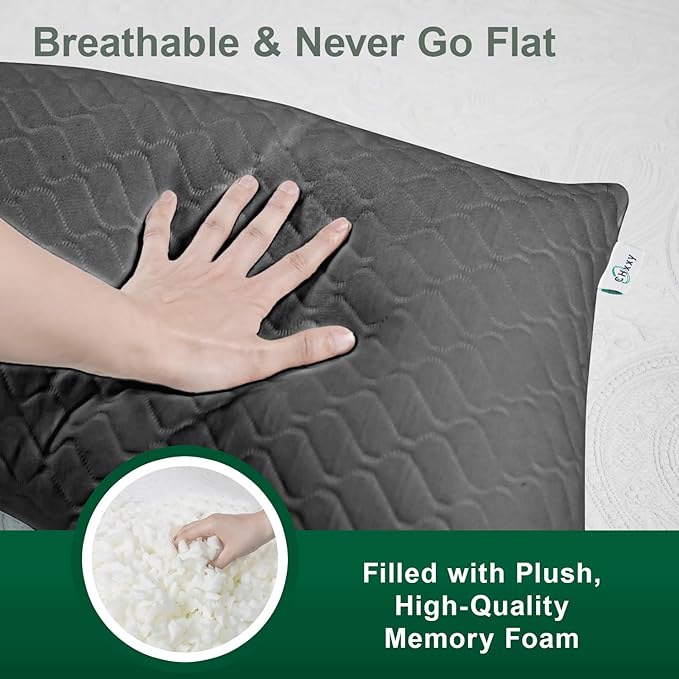 Side Sleeper Pillow for Neck and Shoulder Reilef, Ergonomic Design Medium Firm Pillow, Queen Size Bed Pillows for Sleeping, Cross Cut Memory Foam Pillows for Back, Stomach and Side Sleepers