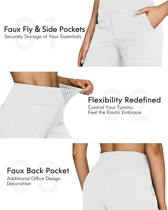 G4Free Yoga Pants Women Wide Leg Pants with Pockets High Waist Stretch Dress Casual Sweatpants Petite/Regular/Tall