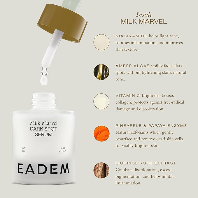 Milk Marvel Dark Spot Serum, Vitamin C Face Serum Infused with Niacinamide, Dark Spot Remover for Face and Body, Natural Dark Spot Corrector for Skin Care, 1 oz