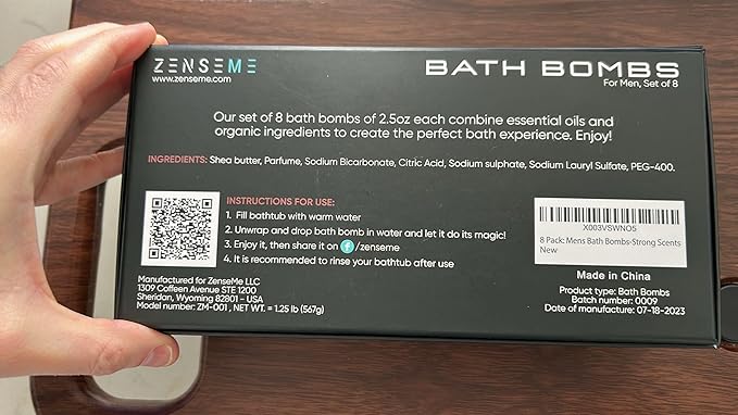 Bath Bombs for Men - Gift Set of 8 Scented Organic Handmade Bath Bombs of 2.5 oz with Natural Essential Oils, Unique Strong Manly Scents, for Boyfriend, Husband, Father or Friend, by ZenseMe