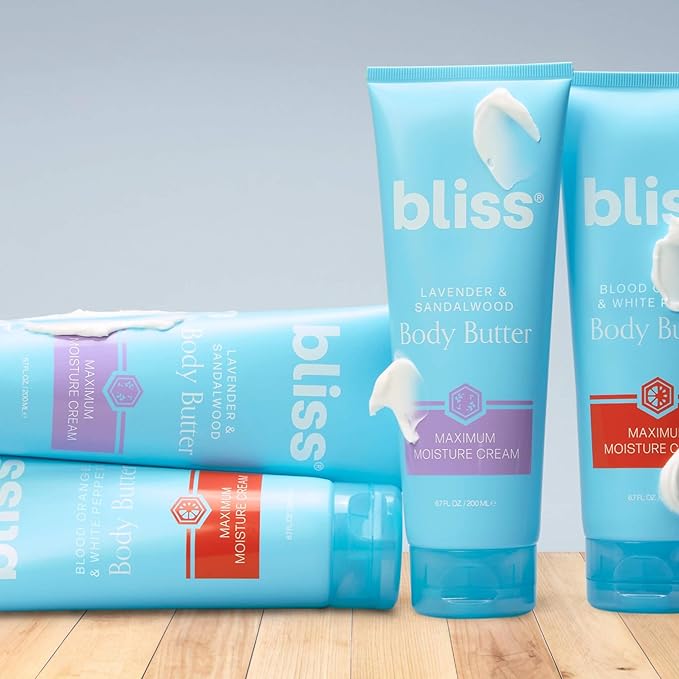 Bliss Body Butter - Lavender and Sandalwood - Maximum Moisture Cream - 6.7 Fl Oz - Body Lotion for Dry Skin - Long-Lasting Moisturizer for Women & Men - Vegan and Cruelty-Free