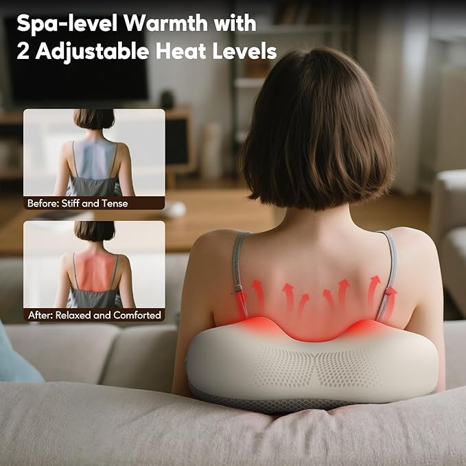 arboleaf Back Massager for Pain Relief Deep Tissue, Shiatsu Neck Shoulder Massager with Heat, Cordless Portable for Chair Car Office Home