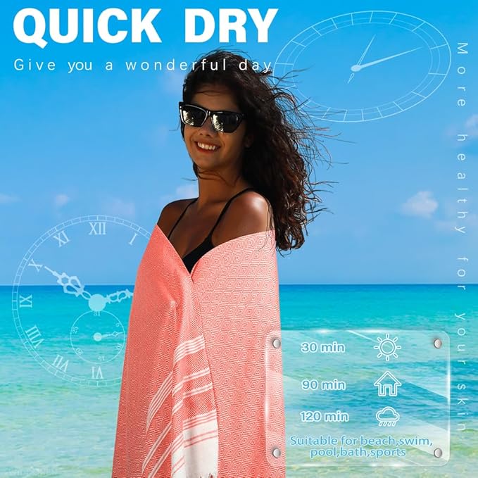 Thin Turkish Beach Towel Lightweight Quick Dry Absorbent Cotton Bathroom Bath Pool Swim Towels Extra Large Oversized Sand Free Beach Accessories Essentials Cloud Gifts for Adult