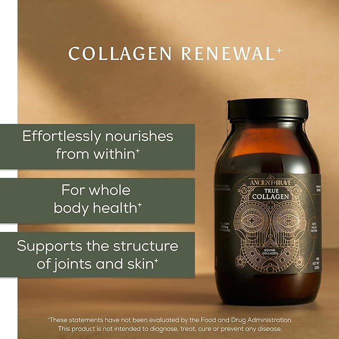 True Collagen Peptides - Premium Bovine Collagen Powder, Type I - Supports Skin Hair & Joints - 7.05oz Jar - 1 Month Supply