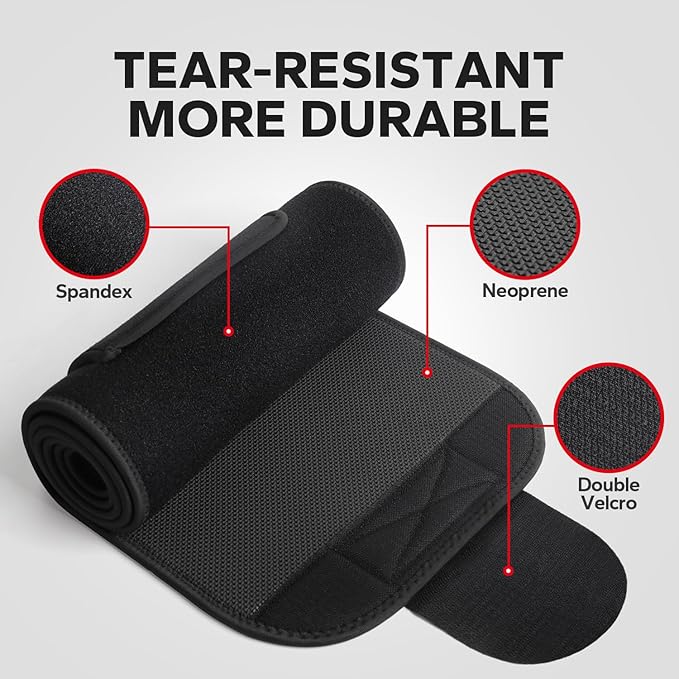 Waist Trimmer for Women and Men, Adjustable Sweat Band for High-Intensity Training & Workouts Black