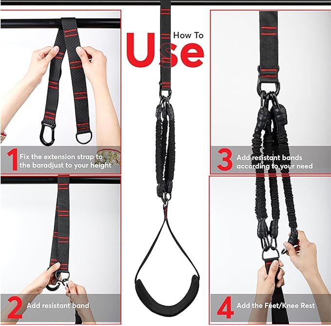 Pull Up Assistance Bands 260lbs – Heavy Resistance Bands for Pull Ups with Feet Rest, Height Adjustable Pull Up Bar Bands, Strength Training Workout Equipment