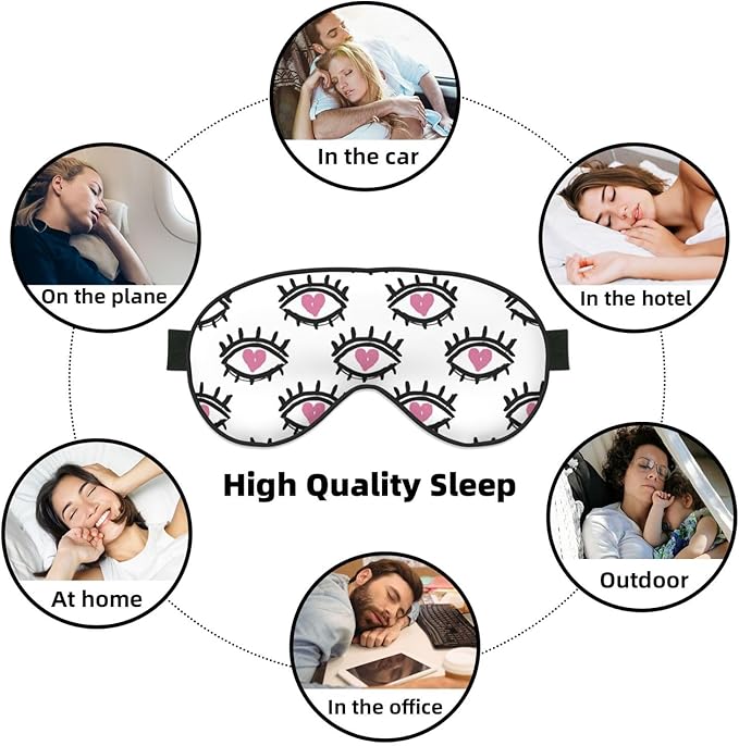 Sleep Eye Mask Cute Pink Loving Eyes Sleep Mask for Women Men Comfortable Eye Mask with Adjustable Strap Soft Eye Cover Blindfold for Travel Yoga Nap Shift Work