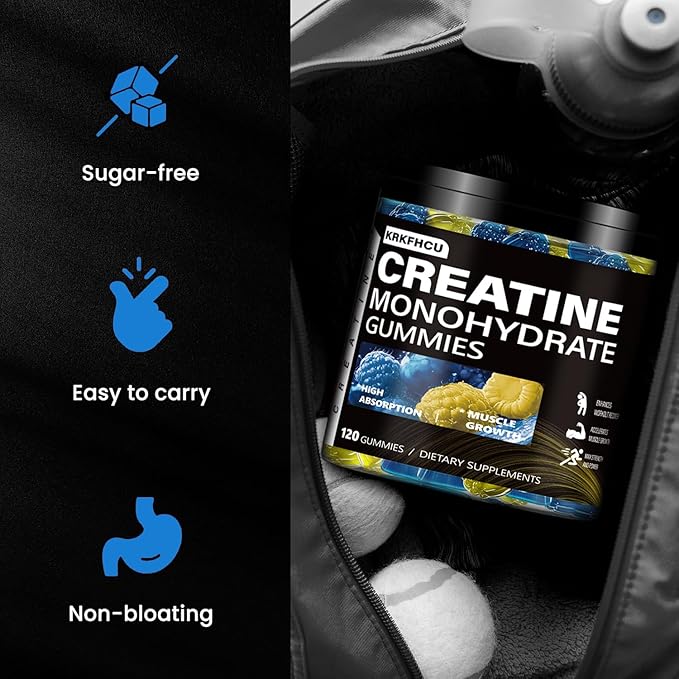 Creatine Monohydrate Gummies for Men & Women - Complex 8000 MG PreWorkout Supplement Creatine Gummy with BCAA, L-Taurine & Vitamin B12 for Muscle Builder, Strength & Energy Boost, 120 Count 1Pack