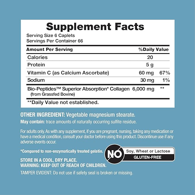 NeoCell Grass Fed Collagen Peptides | 400 Caplets | Types I & III Bio-Peptides | with Vitamin C | Superior Absorption Formula | for Women and Men