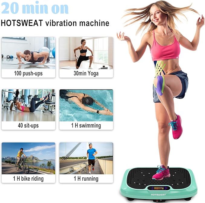 HOTSWEAT Vibration Plate Exercise Machine for Lymphatic Drainage, Power Plate Vibrating Platform, Shaker for Weight Loss, Exercise Board with 120 Levels for Home Gym