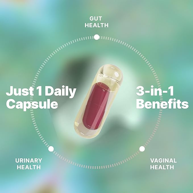 Evvy Women's 3-in-1 Complete Probiotic I Daily Probiotic Supplement to Reduce Bloating I Supports Gut, Urinary & Vaginal Health | Includes Vaginal Probiotics for Feminine Care