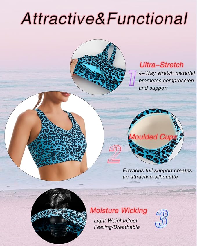 RUNNING GIRL High Impact Sports Bras for Women,Racerback Running Bra Workout Crop Tank Tops Longline Sports Bra Push up