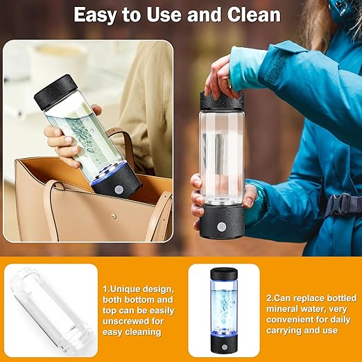 Upgrade Hydrogen Water Bottle, Hydrogen Water Generator with Advanced SPE PEM Tech, High-Efficiency Portable 420ml Water Ionizer 14OZ Hydro Water Machine for Office,Travel,Fitness & Everyday Hydration