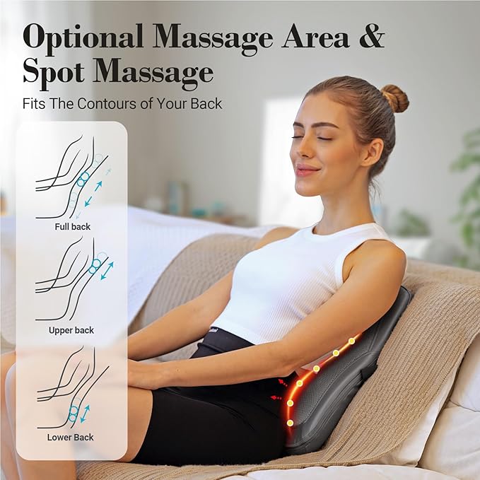 Shiatsu Low Back Massager - Gift for Women,Men, 3D Kneading Massage Pillow for Pain Relief,Rolling Massager for Home Office