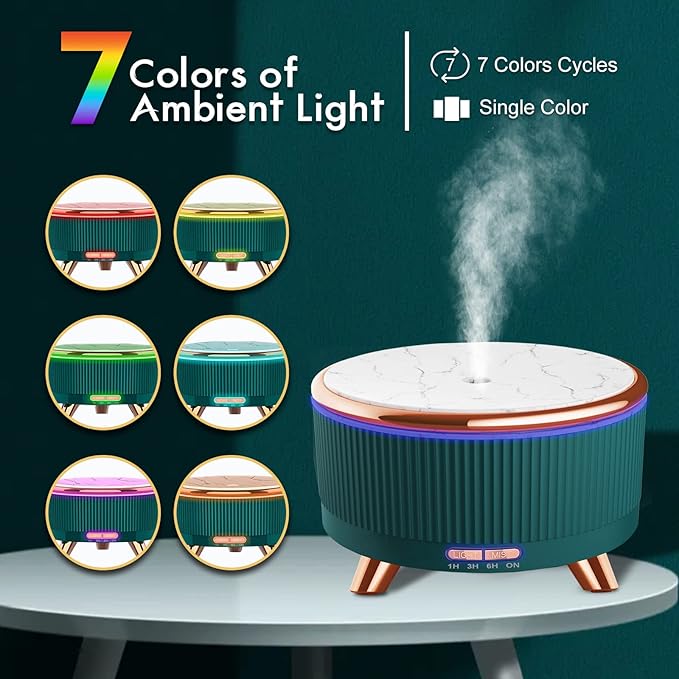 Diffusers for Essential Oils Large Room, 500ml Aromatherapy Diffuser Cool Mist Humidifier with Remote Control,7 Colors Lights & 3 Mist Mode Waterless Auto Off for Women Spa Decor Office Home