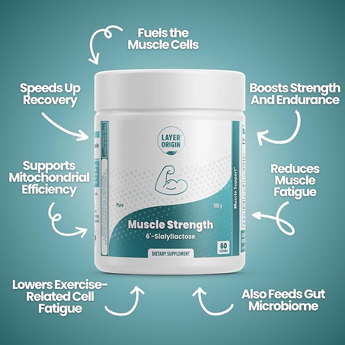 Layer Origin 6'-Sialyllactose (6'-SL HMO) for Muscle Strength and GNE Weakness - 60 Servings