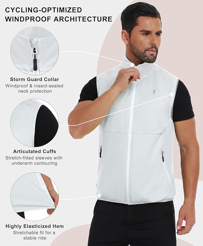 Little Donkey Andy Men's Water-resistant Outerwear Vests, Stretch Windproof Vest for Cycling, Running, Golf