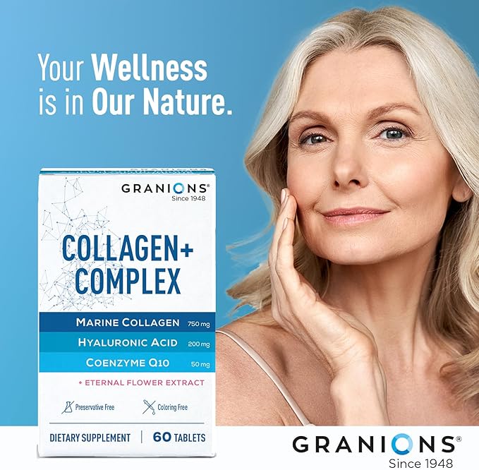 Marine Collagen Pills Complex – 200mg Hyaluronic Acid Supplement, Coenzyme Q10 CoQ10, Hydrolyzed Marine Collagen Peptides, Eternal Flower Hydration, Age Defense Supplements - 60 Sealed Tablets