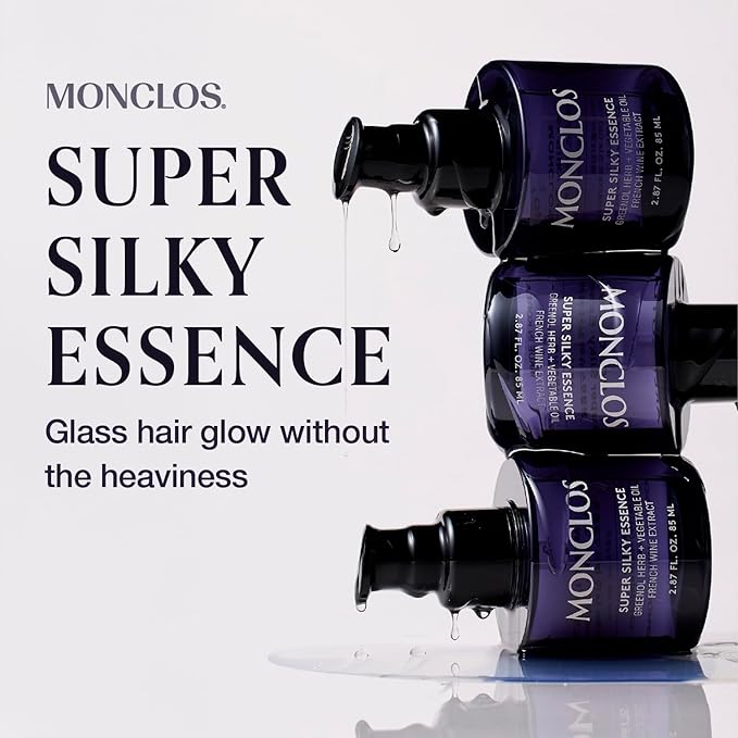 Super Silky Essence - Lightweight Oil, Hair Serum for Smooth, Glossy Finish, Glass Hair Essence for Dry, K-Beauty, Damaged Hair with Greenol Complex, Argan Oil (2.87 fl oz)