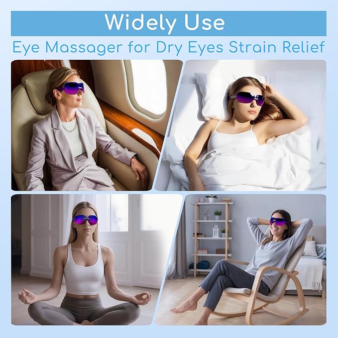 Eye Massager with Heat and Vibration, Portable Pocket-Size Massaging Eye Mask, Relieve Dark Circles/Eye Fatigue Massage Dry Eyes, Eye Strain Relief for Office Work and Travel