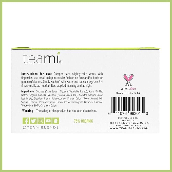 Teami Green Tea Mask + Face Scrub Skincare Bundle - Deep Cleansing Pore Minimizer & Blackhead Remover Detox Facial Mask (6.3oz) + Natural Exfoliating Body Scrub & Face Scrub (4oz)
