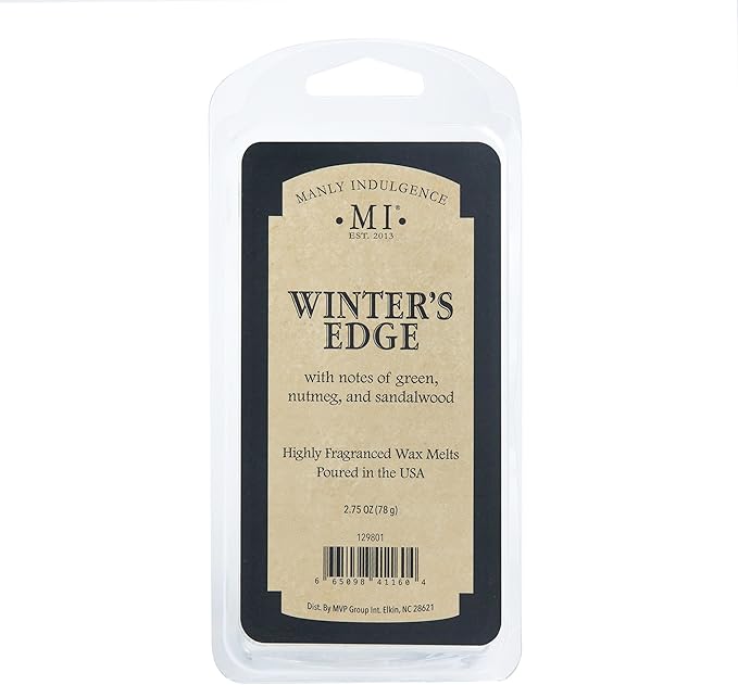 Manly Indulgence Winters Edge Scented Wax Melts, Wax Melt Warmer Cubes, Long Lasting Scented Wax Warmer Cubes, 4 Pack, 6 Cubes Each - Made in The USA