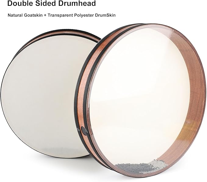 Ocean Drum 16 inch Large Size Wave Drum with Goatskin Drumhead,Steel&Plastic Wave Bead,Bag, Sound Healing Instrument for Yoga Meditation Relaxation