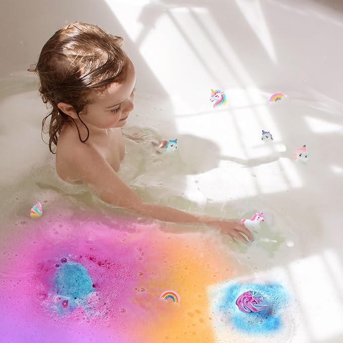 Bath Bombs for Kids with Surprise Unicorn Inside, 20 Kids Bath Bombs Gift Set, Handmade Bubble Bath Fizzes Bomb for Chrildren Birthday Christmas and Party Favor Christmas Gifts Set for Girls